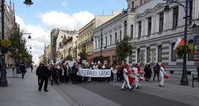 Pokaż zdjęcie: Marsz Białej Laski w Łodzi ul. Piotrkowska