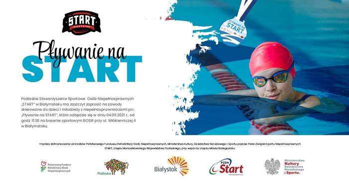 Pokaż zdjęcie: Plakat promujący zawody pływackie Pływanie na START.