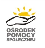 Pokaż zdjęcie: Grafika z napisem Ośrodek Pomocy Społecznej przedstawiająca dłoń trzymającą słońce