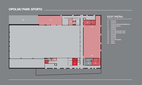 Plan Sytuacyjny obiektu Toyota Park: rzut pierwszego piętra