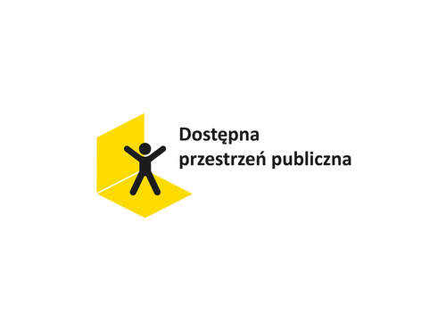 Pokaż zdjęcie: Na białym tle umieszczona została grafika przedstawiająca człowieka, który stoi na podłodze o kolorze żółtym. Za tą postacią widoczny jest fragment żółtej ściany prostopadły do podłogi. Po prawej stronie możemy dostrzec sformułowanie: „Dostępna przestrzeń publiczna”.