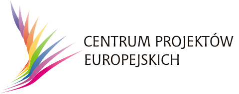 Logotyp kolorowa grafika z napisem Centrum Projektów Europejskich