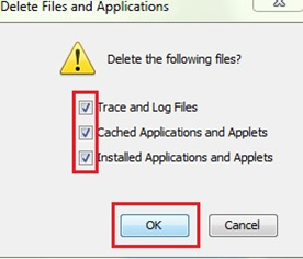Okno ‘Delete Files and Applications’.