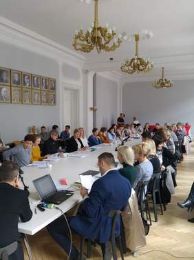Pokaż zdjęcie: uczestnicy spotkania: pracownicy PCPR, MOPR, MOPS z regionu łódzkiego