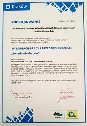 Pokaż zdjęcie: Podziękowania za udział w Targach