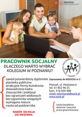 Pokaż zdjęcie: Plakat promujący kształcenie na pracownika socjalnego