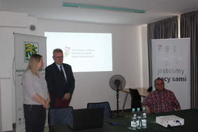 Pokaż zdjęcie: Powitanie uczestników przez Jerzego Dębskiego Dyrektora Oddziału Lubelskiego PFRON oraz Marka Piaseckiego Prezesa Fundacji Fuga Mundi