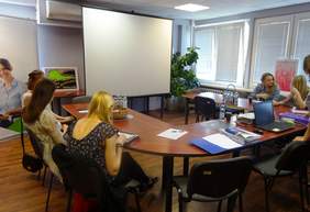 Uczestnicy warsztatów w siedzibie PFRON Oddział Kujawsko-Pomorski