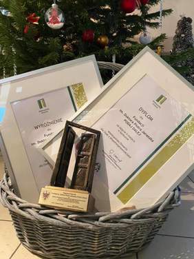 Pokaż zdjęcie: Statutetka oraz dyplom przyznany Fundacji im. Doktora Piotra Janaszka Podaj Dalej za zdobycie II miejsca w X edycji Konkursu „Wielkopolska Otwarta dla Osób z Niepełnosprawnościami”