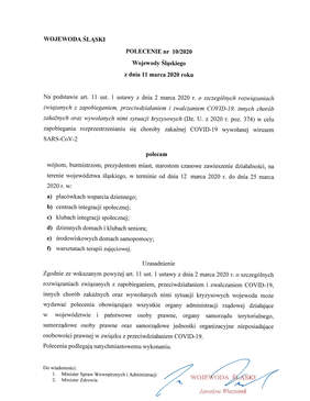 Pokaż zdjęcie: Polecenie Wojewody Śląskiego