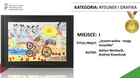 Pokaż zdjęcie: Adrian Wacławik, Andrzej Kowalczyk - autorzy pracy pt.: „Jestem wolna - mogę wszystko”