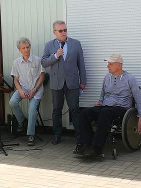 Pokaż zdjęcie: Jerzy Dębski Dyrektor Oddziału Lubelskiego PFRON, Marek Stępniak Wiceprezes Fundacji Fuga Mundi