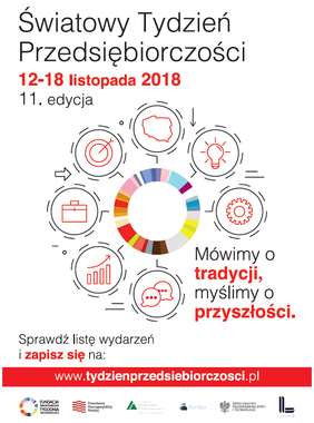 Pokaż zdjęcie: Plakat promujący XI edycję Światowego Tygodnia Przedsiębiorczości