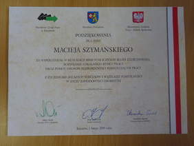 Podziękowania dla Macieja Szymańskiego