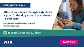 Pokaż zdjęcie: Po prawej stronie zdjęcie dwóch kobiet. Jedna z nich trzyma w dłoni cienki pędzel, którym maluje ceramikę. Po lewej stronie informacje o webinarium, zawarte także w treści niniejszej publikacji. Na dole: logo Wydawnictwa WiR oraz napis: „Zapisz się”.