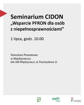 Grafika z logo CIDON i OWiT wypełniona treścią informacyjną o spotkaniu