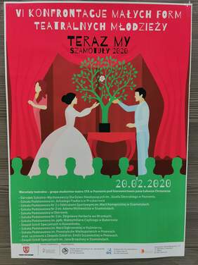 Pokaż zdjęcie: Plakat promujący VI Konfrontacje Małych Form Teatralnych Młodzieży „Teraz My” zorganizowane w partnerstwie z Oddziałem Wielkopolskim PFRON