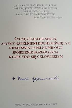 Pokaż zdjęcie: Życzenia od Metropolity Krakowskiego Ks. Arcybiskupa Marka Jędraszewskiego