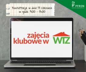 Pokaż zdjęcie: Zdjęcie otwartego laptopa. Na monitorze widoczny logotyp programu "Zajęcia Klubowe w WTZ"