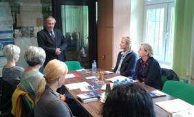 Pokaż zdjęcie: Przywitanie przedstawicieli OREW przez Jana Wrońskiego Dyrektora Oddziału Śląskiego