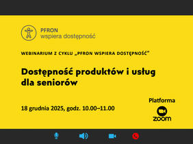 Pokaż zdjęcie: Zdjęcie jest infografiką. Na żółtym tle napisane są informacje dotyczące webinarium: data, godzina i sposób spotkania. 