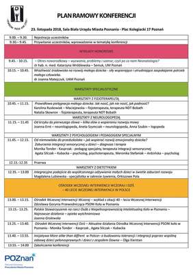 Pokaż zdjęcie: Program konferencji pn.: „Wczesna Interwencja jako fundament dla dalszego rozwoju”