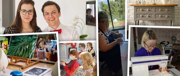 Pokaż zdjęcie: Mozajka zdjęć ilustrujących pracę osób niepełnosprawnych