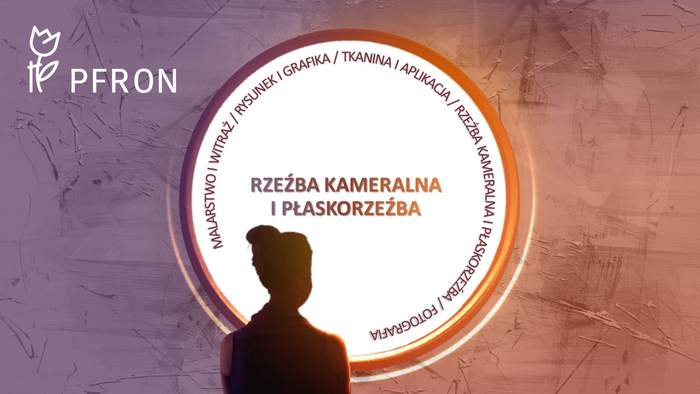 Pokaż zdjęcie: Grafika promująca kategorię rzeźba kameralna i płaskorzeźba w ramach XX edycji konkursu plastycznego PFRON „Sztuka Osób Niepełnosprawnych”