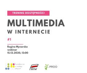 Pokaż zdjęcie: Grafika promująca bezpłatne webinarium pn. „Dostępność materiałów multimedialnych w Internecie dla osób z niepełnosprawnością wzroku”