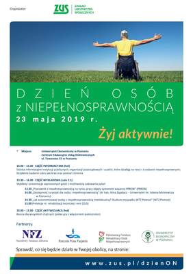 Pokaż zdjęcie: Plakat promujący Dzień Osób z Niepełnosprawnością na Uniwersytecie Ekonomicznym w Poznaniu