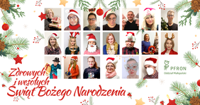 Pokaż zdjęcie: Życzenia z okazji Świąt Bożego Narodzenia - kolaż zdjęć pracowników Małopolskiego Oddziału PFRON