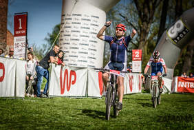 Pokaż zdjęcie: Linia mety maratonu MTB w Ciechanowie