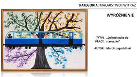 Pokaż zdjęcie: Praca pt. „Od maluszka do staruszka” autorstwa Marcina Jagodzińskiego z Warsztatu Terapii Zajęciowej we Wrześni