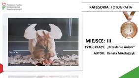 Pokaż zdjęcie: Praca pt. „Przesłanie Anioła” autorstwa Renaty Mikołajczyk z Warsztatu Terapii Zajęciowej Caritas w Leżenicy 