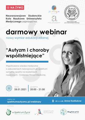 Pokaż zdjęcie: Plakat promujący bezpłatny webinar pn. „Autyzm i choroby współistniejące”