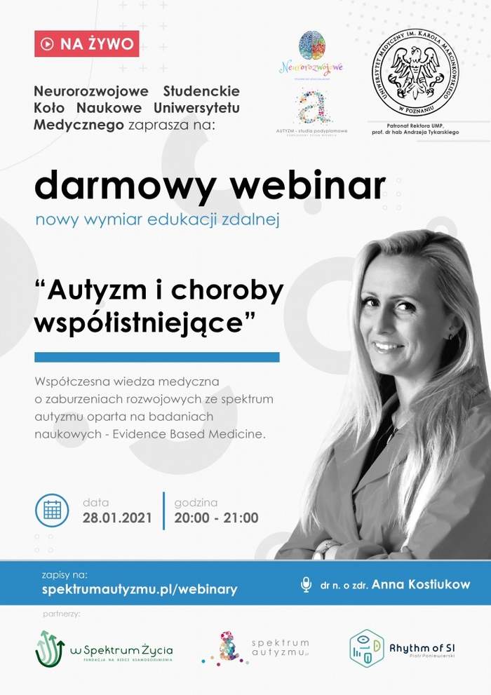 Pokaż zdjęcie: Plakat promujący bezpłatny webinar pn. „Autyzm i choroby współistniejące”