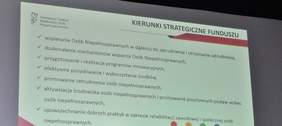 Pokaż zdjęcie: Prezentacja przedstawiciela Oddziału Wielkopolskiego PFRON podczas konferencji w Wągrowcu
