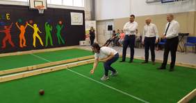 Pokaż zdjęcie: mecz pokazowy debla w składzie: Władysław Skwarka Katarzyna Wyrębak oraz Krzysztof Dziuba i Robert Grabowski