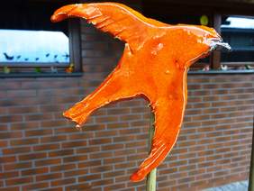 Ptak ceramiczny - jedna z prac, wystawiona na wernisażu