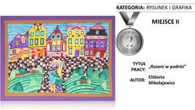 Pokaż zdjęcie: Praca pt. „Razem w podróż” autorstwa Elżbiety Mikołajewicz ze Środowiskowego Domu Samopomocy im. Wernera Kenkel we Włoszakowicach