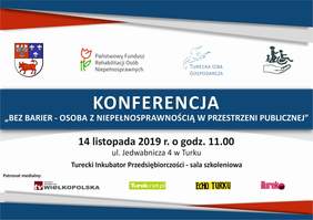 Pokaż zdjęcie: Plakat promujący konferencję pt. „Bez barier – osoba z niepełnosprawnością w przestrzeni publicznej”