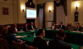 Pokaż zdjęcie: Prelekcja dyrektor Marty Mordarskiej podczas posiedzenie Komisji Zdrowia i Polityki Społecznej Rady Miasta Nowego Sącza