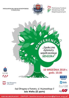 Pokaż zdjęcie: Plakat promujący konferencję pt.: „Społeczne dylematy współczesnego seniora”