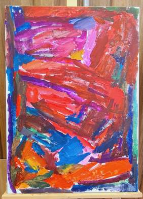 Pokaż zdjęcie: Praca malarska o niejednoznacznym przedstawieniu wielu kolorów