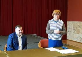 Pokaż zdjęcie: Adam Stromidło, Prezes Małopolskiego Oddziału PZG, Marta Mordarska, Dyrektor Małopolskiego Oddziału PFRON