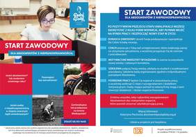 Pokaż zdjęcie: Plakat promujący projekt pn.: „Start zawodowy dla absolwentów z niepełnosprawnością”, dofinansowany ze środków PFRON w ramach pilotażowego Programu „Absolwent”