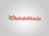 Logo "25+ Rehabilitacja" w kolorach zielonym i czerwonym na białym tle