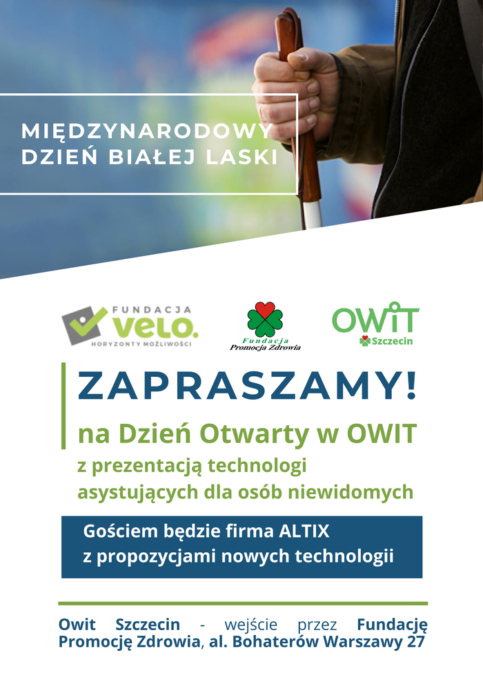 Pokaż zdjęcie: Grafika w kolorach biało niebieskich z informacjami dotyczącymi wydarzenia