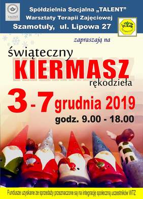 Pokaż zdjęcie: Plakat promujący Świąteczny Kiermasz Rękodzieła w Szamotułach