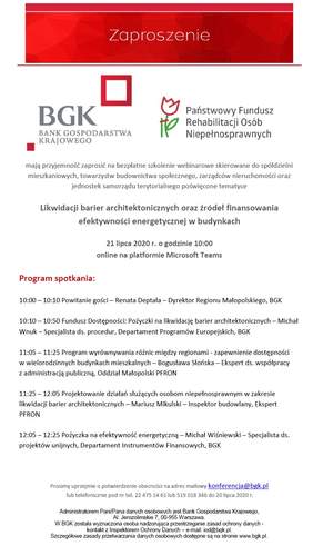 Pokaż zdjęcie: Zaproszenie na szkolenie „Likwidacja barier architektonicznych oraz źródła finansowania efektywności energetycznej w budynkach”